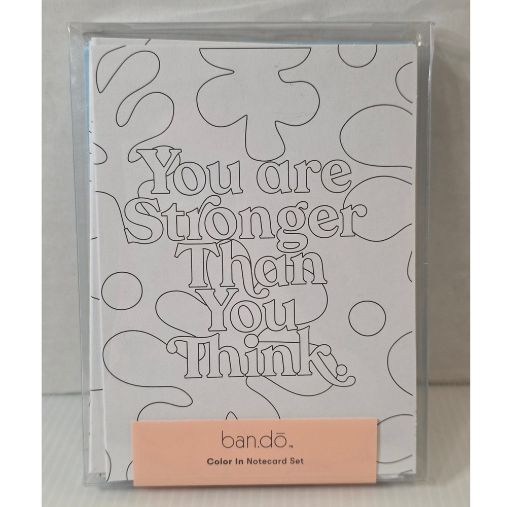 Ban.do‎ Color In Notecard Set 10 Cards Envelopes Motivational Open Box